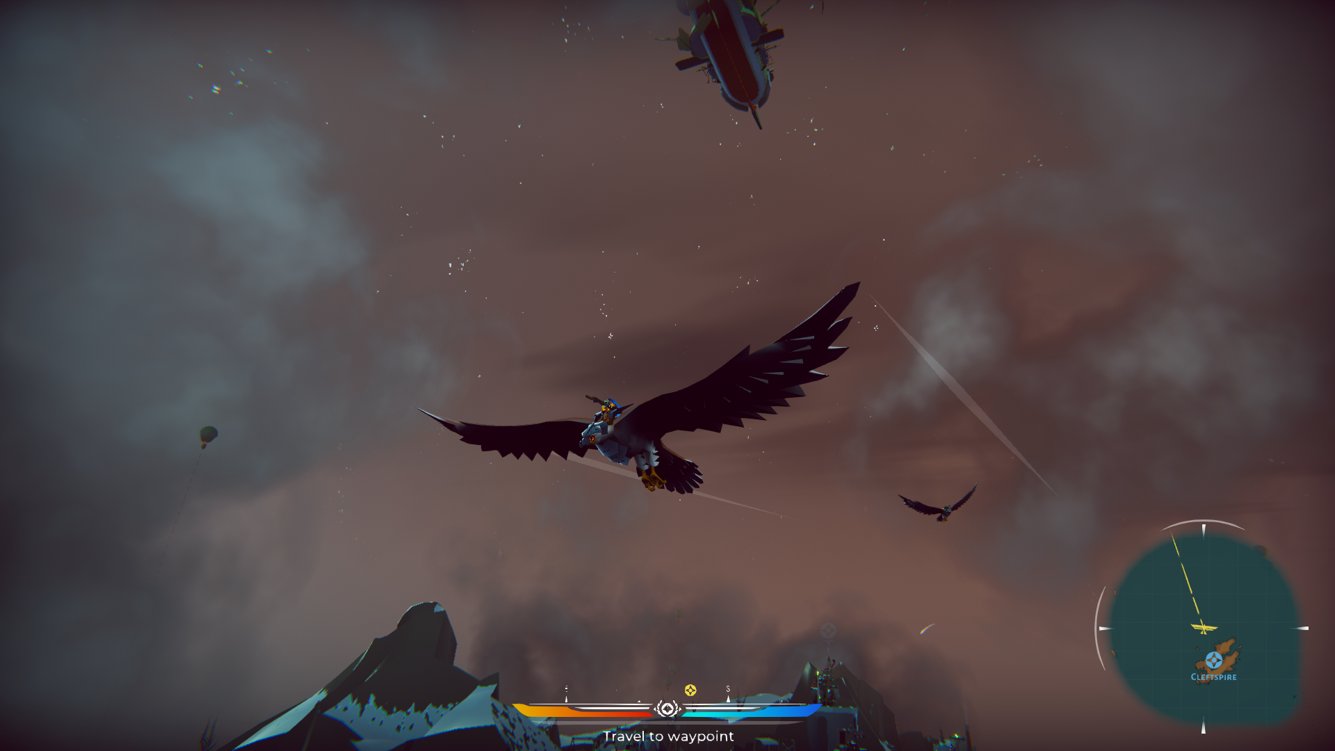 A screenshot of The Falconeer.